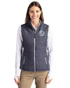 New York Yankees Mono Cutter & Buck Rainier PrimaLoft® Womens Eco Insulated Full Zip Puffer Vest Anthracite Melange Front Thumbnail Image