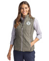 Milwaukee Brewers Mono Cutter & Buck Rainier PrimaLoft® Womens Eco Insulated Full Zip Puffer Vest Poplar Melange Front Thumbnail Image