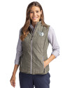 Cleveland Guardians Mono Cutter & Buck Rainier PrimaLoft® Womens Eco Insulated Full Zip Puffer Vest Poplar Melange Front Thumbnail Image