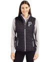 Pittsburgh Pirates Mono Cutter & Buck Rainier PrimaLoft® Womens Eco Insulated Full Zip Puffer Vest Black Front Thumbnail Image