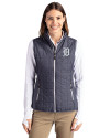 Detroit Tigers Mono Cutter & Buck Rainier PrimaLoft® Womens Eco Insulated Full Zip Puffer Vest Anthracite Melange Front Thumbnail Image