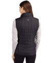New York Jets Mono Cutter & Buck Rainier PrimaLoft® Womens Eco Insulated Full Zip Puffer Vest Black Back Thumbnail Image