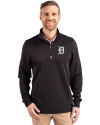 Detroit Tigers Mono Cutter & Buck Traverse Stretch Eco Quarter Zip Mens Big and Tall Pullover Black Front Thumbnail Image