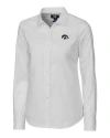 Iowa Hawkeyes Cutter & Buck Stretch Oxford Womens Long Sleeve Dress Shirt White Mannequin Thumbnail Image