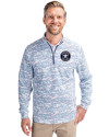 Houston Astro Mono Cutter & Buck Traverse Stretch Eco Camo Print Quarter Zip Mens Pullover Indigo Front Thumbnail Image