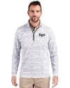 View image 4: Tampa Bay Rays Monochromatic Cutter & Buck Traverse Recycled Smooth Stretch Mens Camo Quarter Zip Pullover Charcoal Front