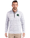 New York Jets NFL Helmet Cutter & Buck Traverse Stretch Eco Camo Print Quarter Zip Mens Pullover Charcoal Front Thumbnail Image