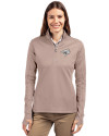 Toronto Blue Jays Mono Cutter & Buck Traverse Stretch Eco Quarter Zip Womens Pullover Mushroom Front Thumbnail Image