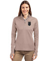Kansas City Royals Mono Cutter & Buck Traverse Stretch Eco Quarter Zip Womens Pullover Mushroom Front Thumbnail Image