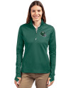 New York Jets NFL Helmet Cutter & Buck Traverse Stretch Eco Quarter Zip Womens Pullover Hunter Green Front Thumbnail Image