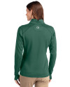 New York Jets NFL Helmet Cutter & Buck Traverse Stretch Eco Quarter Zip Womens Pullover Hunter Green Back Thumbnail Image
