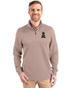 Los Angeles Angels Mono Cutter & Buck Traverse Stretch Eco Quarter Zip Mens Pullover Mushroom Front Thumbnail Image