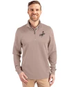 Los Angeles Dodgers Mono Cutter & Buck Traverse Stretch Eco Quarter Zip Mens Pullover Mushroom Front Thumbnail Image