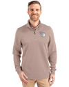 Cleveland Guardians Mono Cutter & Buck Traverse Stretch Eco Quarter Zip Mens Pullover Mushroom Front Thumbnail Image