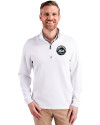 New York Mets Mono Cutter & Buck Traverse Stretch Eco Quarter Zip Mens Pullover White Front Thumbnail Image