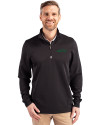 New York Jets Cutter & Buck Traverse Stretch Eco Quarter Zip Mens Pullover Black Front Thumbnail Image