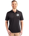 Milwaukee Brewers Mono Cutter & Buck Prospect Eco Textured Stretch Recycled Mens Big & Tall Polo Black Front Thumbnail Image