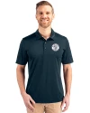 Milwaukee Brewers Mono Cutter & Buck Prospect Eco Textured Stretch Recycled Mens Big & Tall Polo Navy Blue Front Thumbnail Image