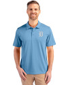 Detroit Tigers Mono Cutter & Buck Prospect Eco Textured Stretch Recycled Mens Big & Tall Polo Atlas Light Blue Front Thumbnail Image