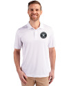 Houston Astro Mono Cutter & Buck Prospect Eco Textured Stretch Recycled Mens Short Sleeve Polo White Front Thumbnail Image