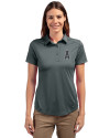 Los Angeles Angels Mono Cutter & Buck Prospect Eco Textured Stretch Recycled Womens Short Sleeve Polo Elemental Grey Front Thumbnail Image