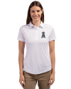 Los Angeles Angels Mono Cutter & Buck Prospect Eco Textured Stretch Recycled Womens Short Sleeve Polo White Front Thumbnail Image