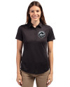New York Mets Mono Cutter & Buck Prospect Eco Textured Stretch Recycled Womens Short Sleeve Polo Black Front Thumbnail Image