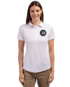 Chicago Cubs Mono Cutter & Buck Prospect Eco Textured Stretch Recycled Womens Short Sleeve Polo White Front Thumbnail Image