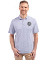 New York Yankees Mono Cutter & Buck Virtue Eco Pique Botanical Print Recycled Mens Polo Hyacinth Front Thumbnail Image