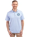 Houston Astro Mono Cutter & Buck Virtue Eco Pique Botanical Print Recycled Mens Polo Atlas Light Blue Front Thumbnail Image