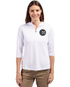 Chicago Cubs Mono Cutter & Buck Virtue Eco Pique Recycled Half Zip Pullover Womens Hoodie White Front Thumbnail Image