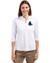 Boston Red Sox Mono Cutter & Buck Virtue Eco Pique Recycled Half Zip Pullover Womens Hoodie White Front Thumbnail Image