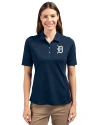 Detroit Tigers Mono Cutter & Buck Virtue Eco Pique Recycled Womens Polo Navy Blue Front Thumbnail Image