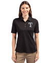 Texas Rangers Mono Cutter & Buck Virtue Eco Pique Recycled Womens Polo Black Front Thumbnail Image