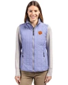 Clemson Tigers Cutter & Buck Rainier PrimaLoft® Womens Eco Insulated Full Zip Puffer Vest Hyacinth Melange Front Thumbnail Image