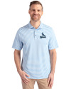 St. Louis Cardinals Mono Cutter & Buck Virtue Eco Pique Stripe Recycled Mens Polo Atlas Light Blue Front Thumbnail Image