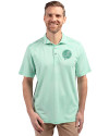 New York Yankees Mono Cutter & Buck Virtue Eco Pique Stripe Recycled Mens Polo Fresh Mint Front Thumbnail Image