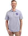 New York Yankees Mono Cutter & Buck Virtue Eco Pique Stripe Recycled Mens Polo Hyacinth Front Thumbnail Image