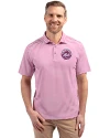 New York Mets Mono Cutter & Buck Virtue Eco Pique Stripe Recycled Mens Polo Gelato Fuchsia Front Thumbnail Image