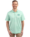 Cincinnati Reds Mono Cutter & Buck Virtue Eco Pique Stripe Recycled Mens Polo Fresh Mint Front Thumbnail Image
