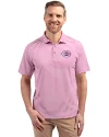 Cincinnati Reds Mono Cutter & Buck Virtue Eco Pique Stripe Recycled Mens Polo Gelato Fuchsia Front Thumbnail Image