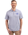 Cincinnati Reds Mono Cutter & Buck Virtue Eco Pique Stripe Recycled Mens Polo Hyacinth Front Thumbnail Image