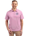 Chicago Cubs Mono Cutter & Buck Virtue Eco Pique Stripe Recycled Mens Polo Gelato Fuchsia Front Thumbnail Image