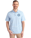 Houston Astro Mono Cutter & Buck Virtue Eco Pique Stripe Recycled Mens Polo Atlas Light Blue Front Thumbnail Image