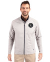 Houston Astro Mono Cutter & Buck Adapt Eco Knit Hybrid Recycled Mens Full Zip Jacket Polished Medium Gray Front Thumbnail Image