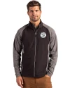 Milwaukee Brewers Mono Cutter & Buck Adapt Eco Knit Hybrid Recycled Mens Full Zip Jacket Black Heather/Black Front Thumbnail Image