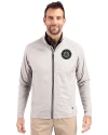 Seattle Mariners Mono Cutter & Buck Adapt Eco Knit Hybrid Recycled Mens Full Zip Jacket Polished Medium Gray Front Thumbnail Image