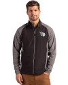 Cleveland Guardians Mono Cutter & Buck Adapt Eco Knit Hybrid Recycled Mens Full Zip Jacket Black Heather/Black Front Thumbnail Image