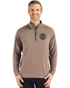 Milwaukee Brewers Mono Cutter & Buck Adapt Eco Knit Stretch Recycled Mens Quarter Zip Pullover Mushroom Front Thumbnail Image