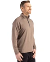 Milwaukee Brewers Mono Cutter & Buck Adapt Eco Knit Stretch Recycled Mens Quarter Zip Pullover Mushroom Side Thumbnail Image